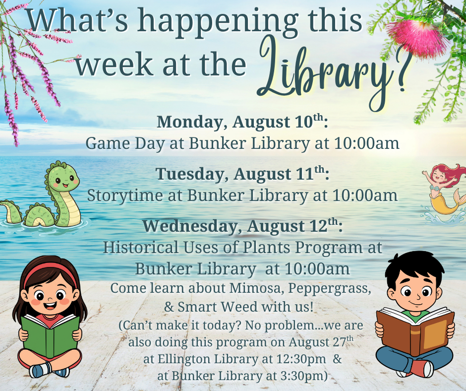 Image showing this week's events.  For more information, see the events calendar.